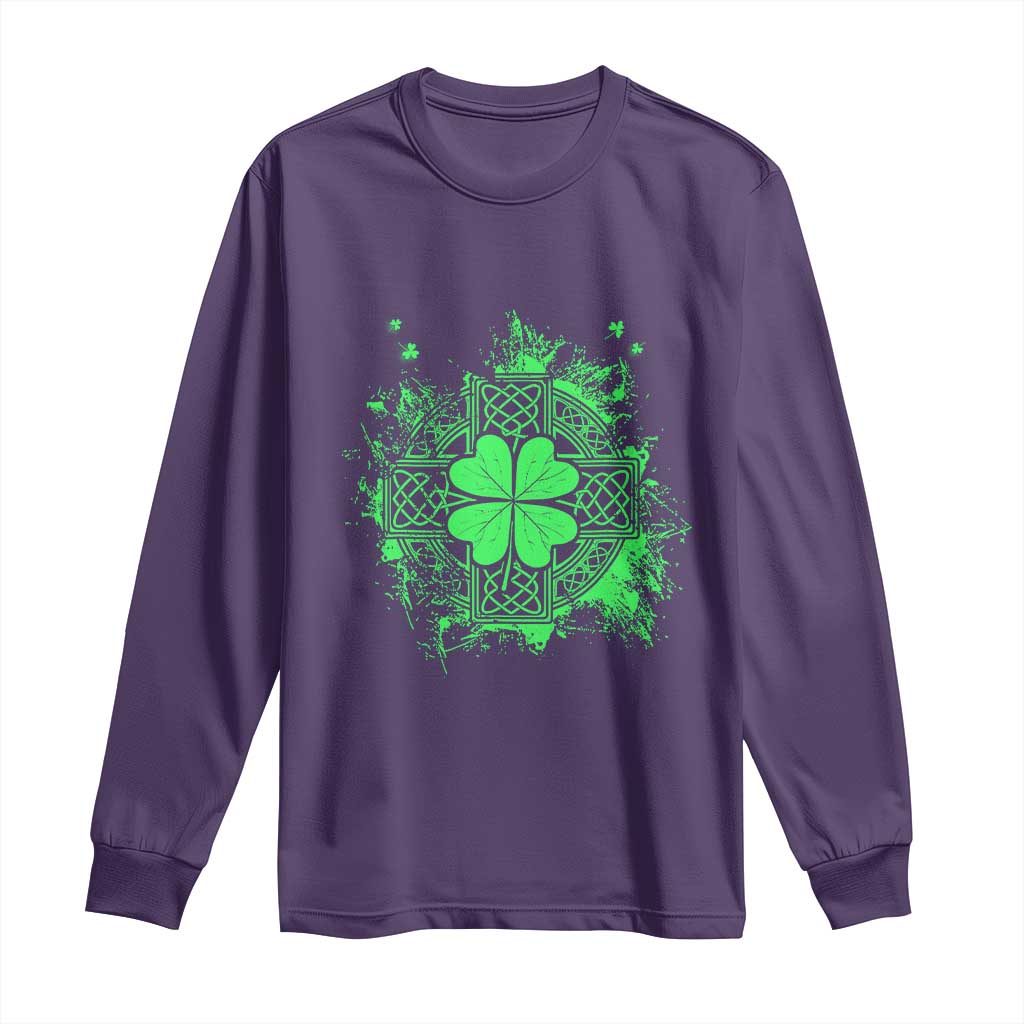 Celtic Knot Irish Shamrock Long Sleeve Shirt St Patricks Day