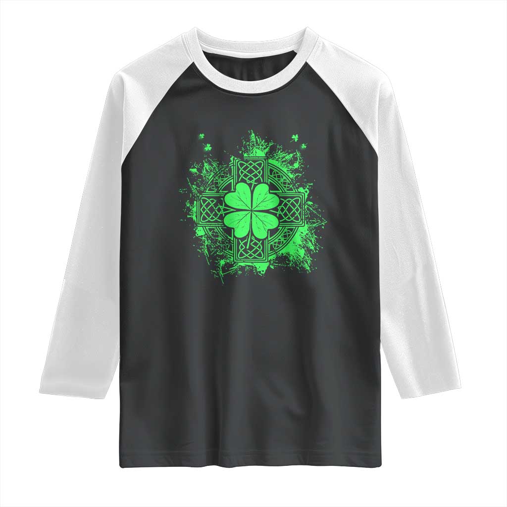 Celtic Knot Irish Shamrock Raglan Shirt St Patricks Day