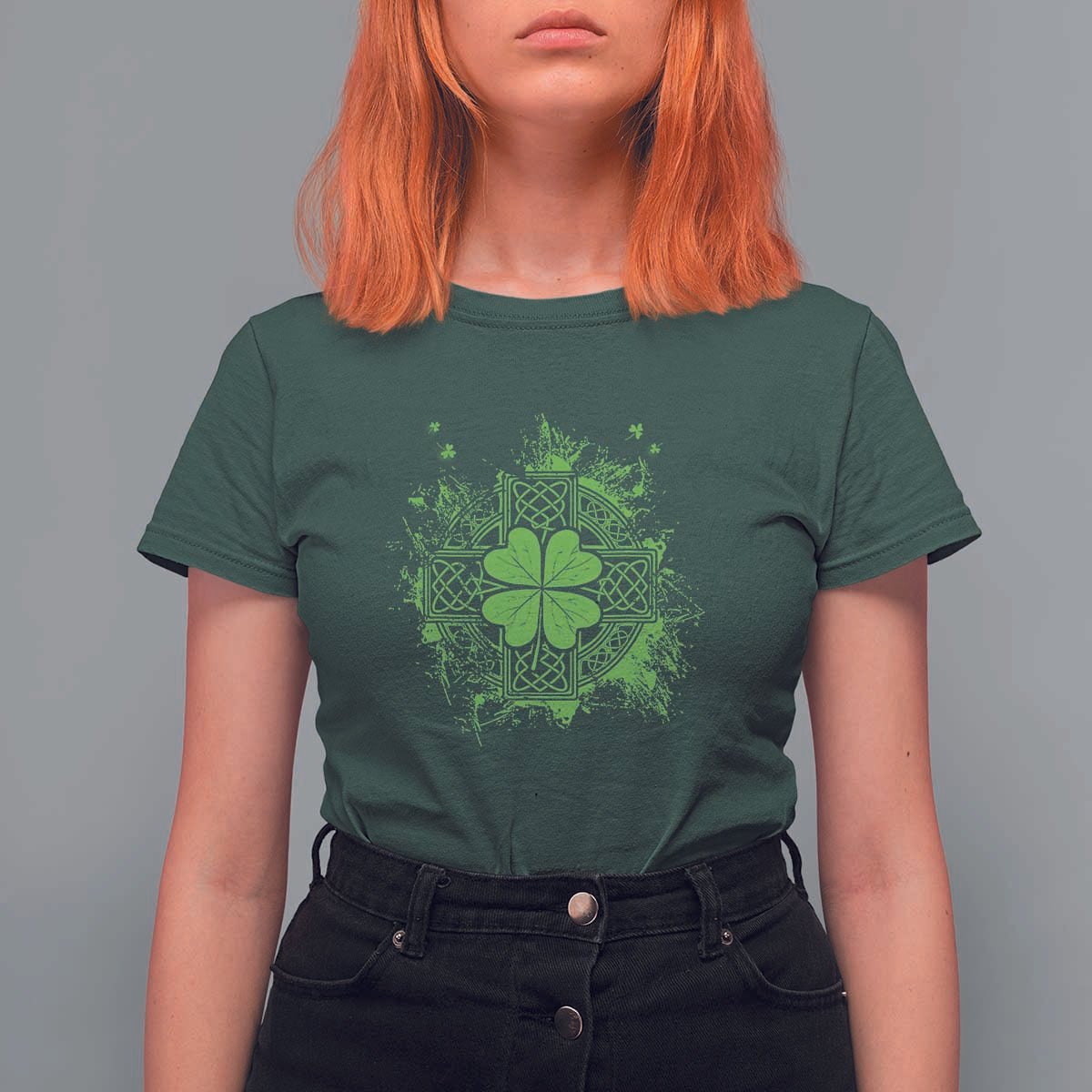 Celtic Knot Irish Shamrock T Shirt For Women St Patricks Day