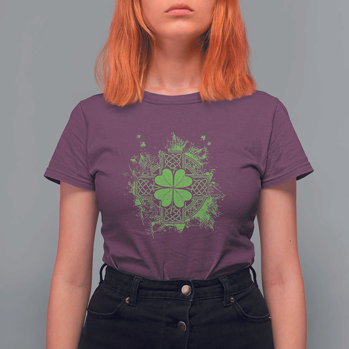 Celtic Knot Irish Shamrock T Shirt For Women St Patricks Day