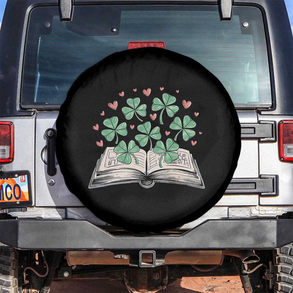 St Patricks Day Book Lover Spare Tire Cover Librarian Core Lucky Shamrocks