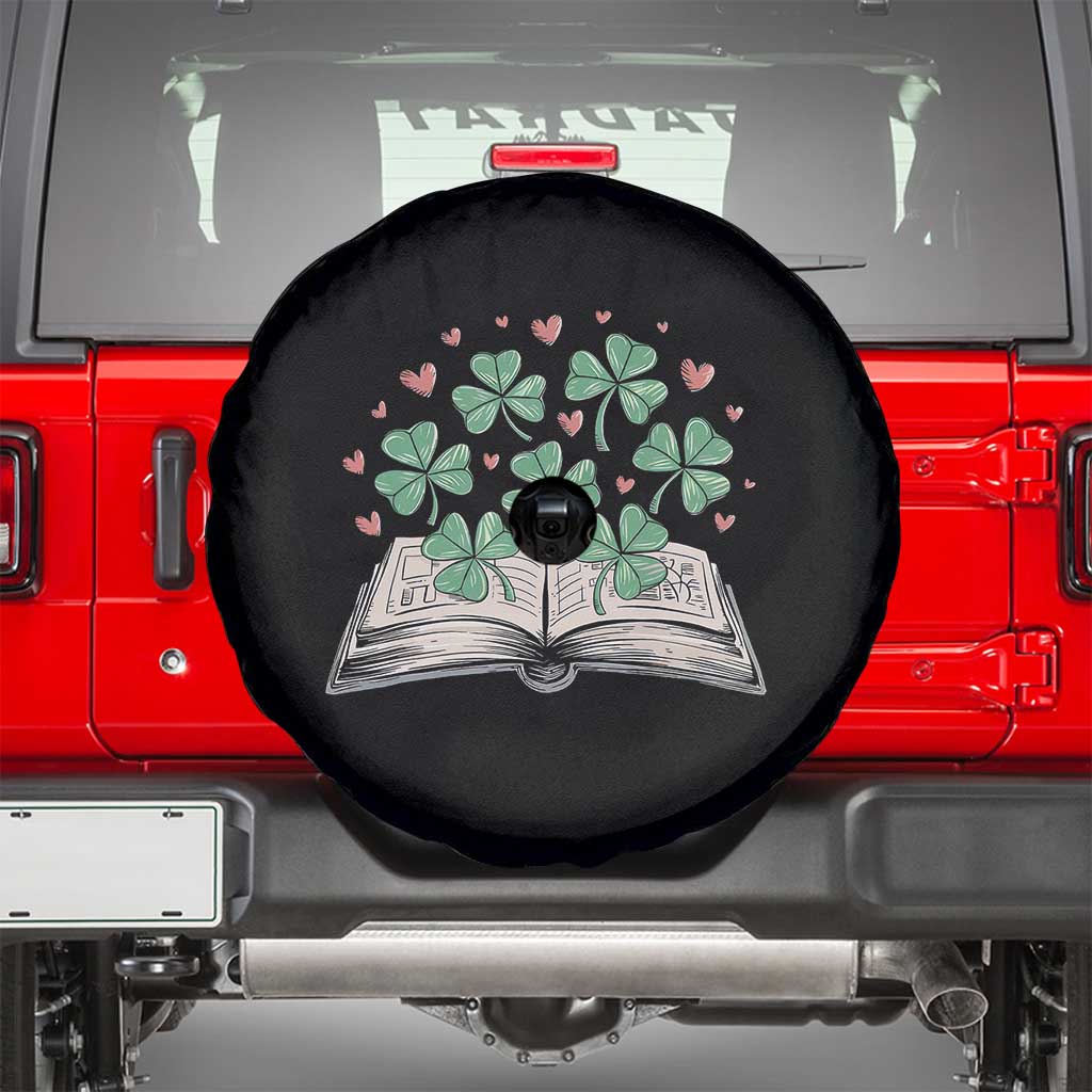 St Patricks Day Book Lover Spare Tire Cover Librarian Core Lucky Shamrocks
