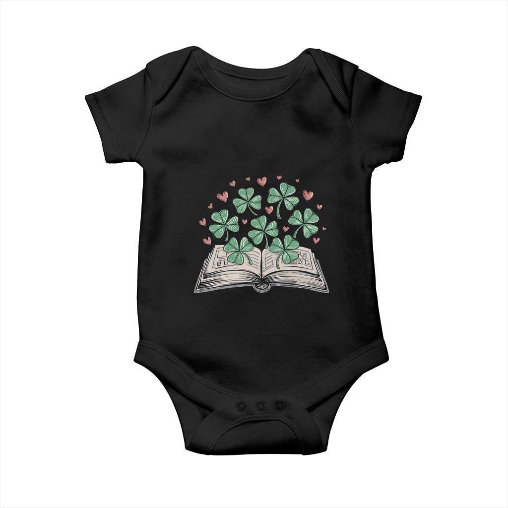 St Patricks Day Book Lover Baby Onesie Librarian Core Lucky Shamrocks
