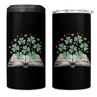 St Patricks Day Book Lover 4 in 1 Can Cooler Tumbler Librarian Core Lucky Shamrocks