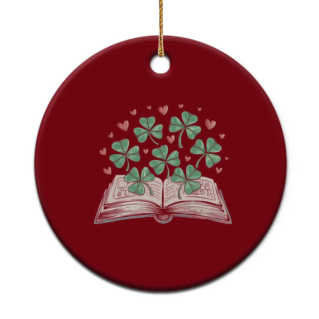 St Patricks Day Book Lover Ceramic Ornament Librarian Core Lucky Shamrocks - Wonder Print Shop