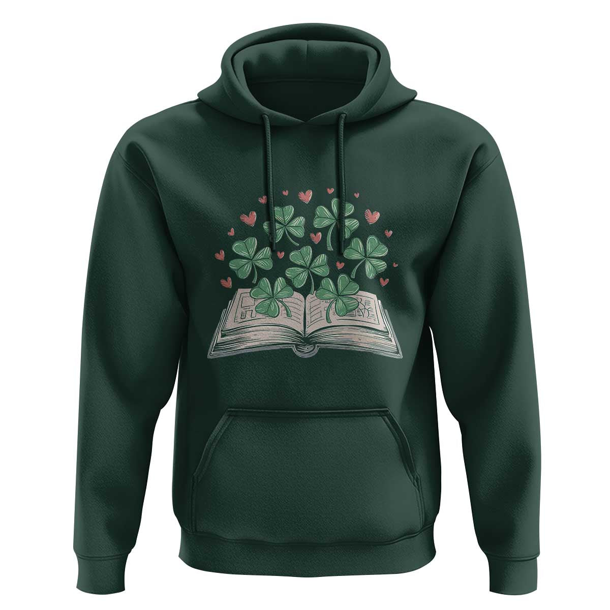 St Patricks Day Book Lover Hoodie Librarian Core Lucky Shamrocks