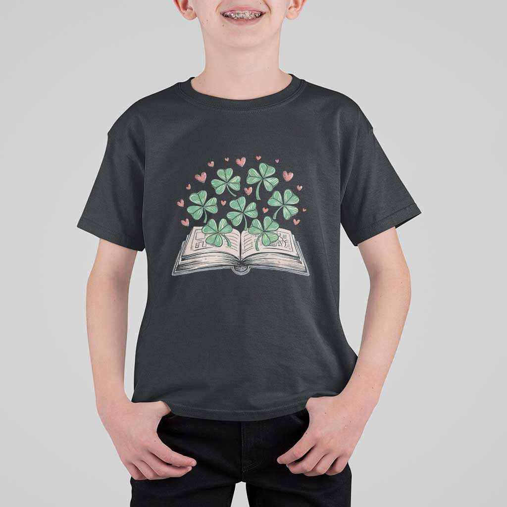 St Patricks Day Book Lover T Shirt For Kid Librarian Core Lucky Shamrocks