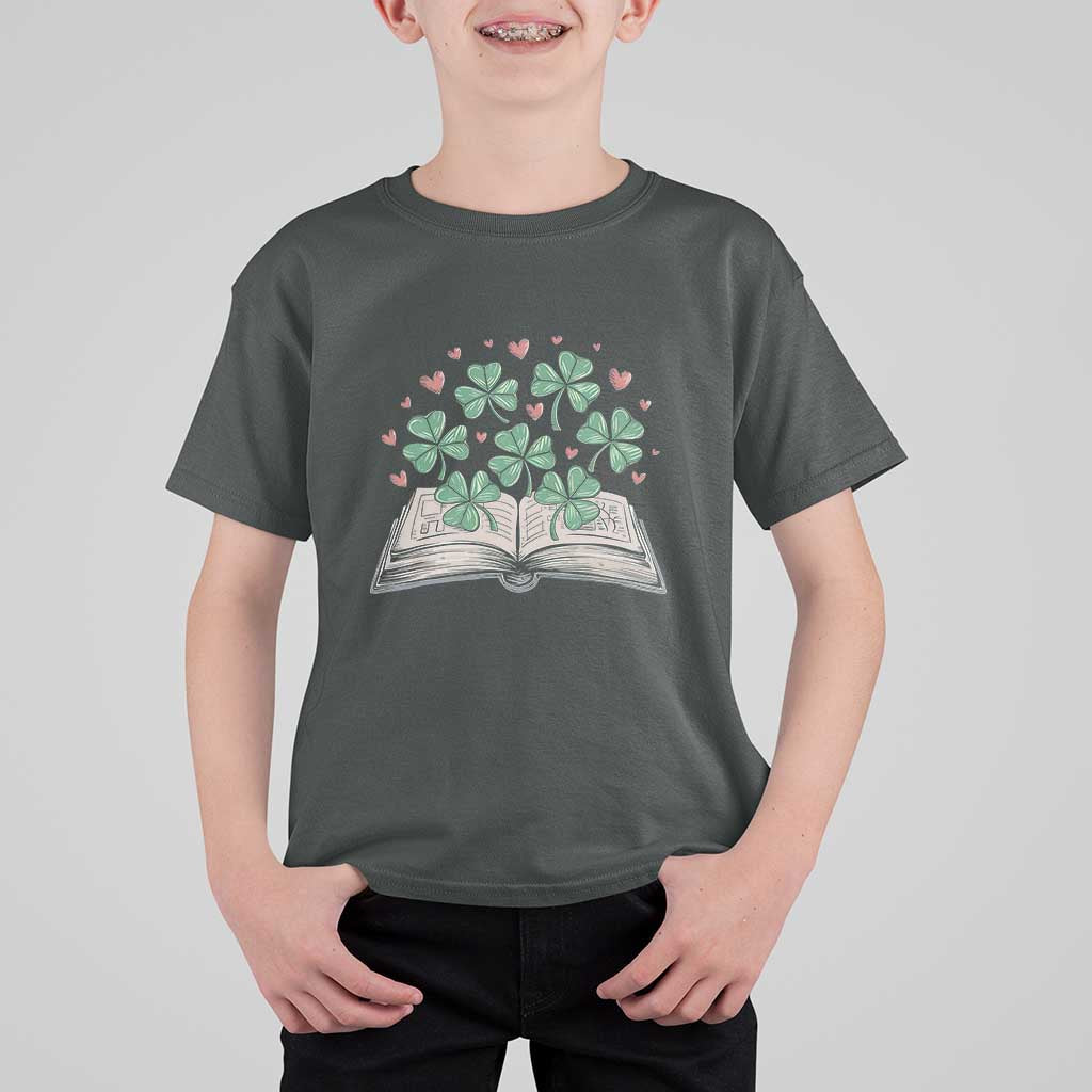 St Patricks Day Book Lover T Shirt For Kid Librarian Core Lucky Shamrocks