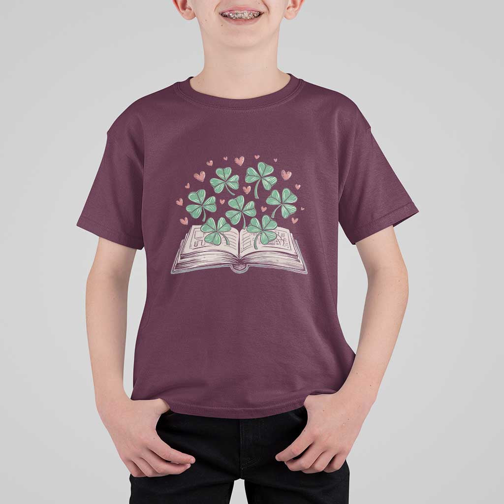 St Patricks Day Book Lover T Shirt For Kid Librarian Core Lucky Shamrocks