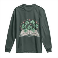 St Patricks Day Book Lover Long Sleeve Shirt Librarian Core Lucky Shamrocks