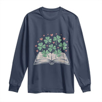 St Patricks Day Book Lover Long Sleeve Shirt Librarian Core Lucky Shamrocks