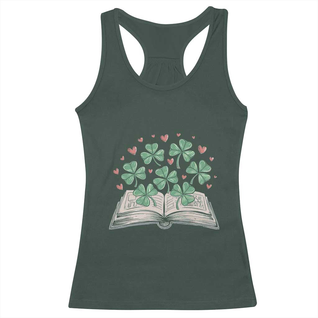 St Patricks Day Book Lover Racerback Tank Top Librarian Core Lucky Shamrocks