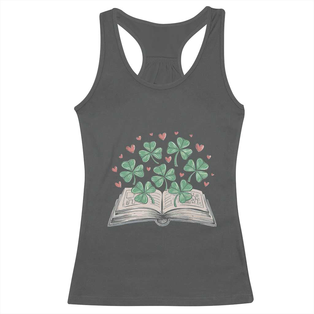 St Patricks Day Book Lover Racerback Tank Top Librarian Core Lucky Shamrocks