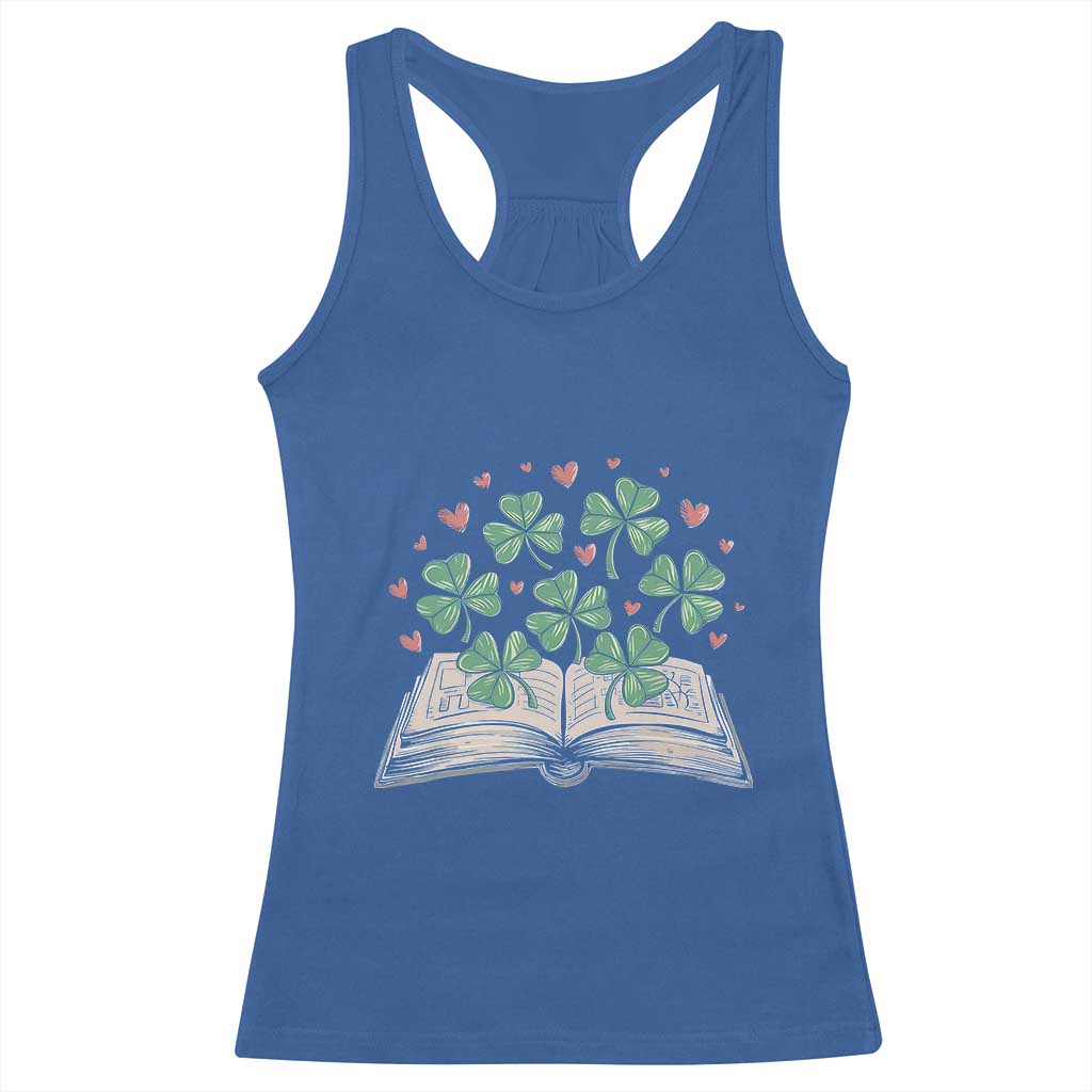 St Patricks Day Book Lover Racerback Tank Top Librarian Core Lucky Shamrocks