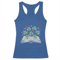 St Patricks Day Book Lover Racerback Tank Top Librarian Core Lucky Shamrocks