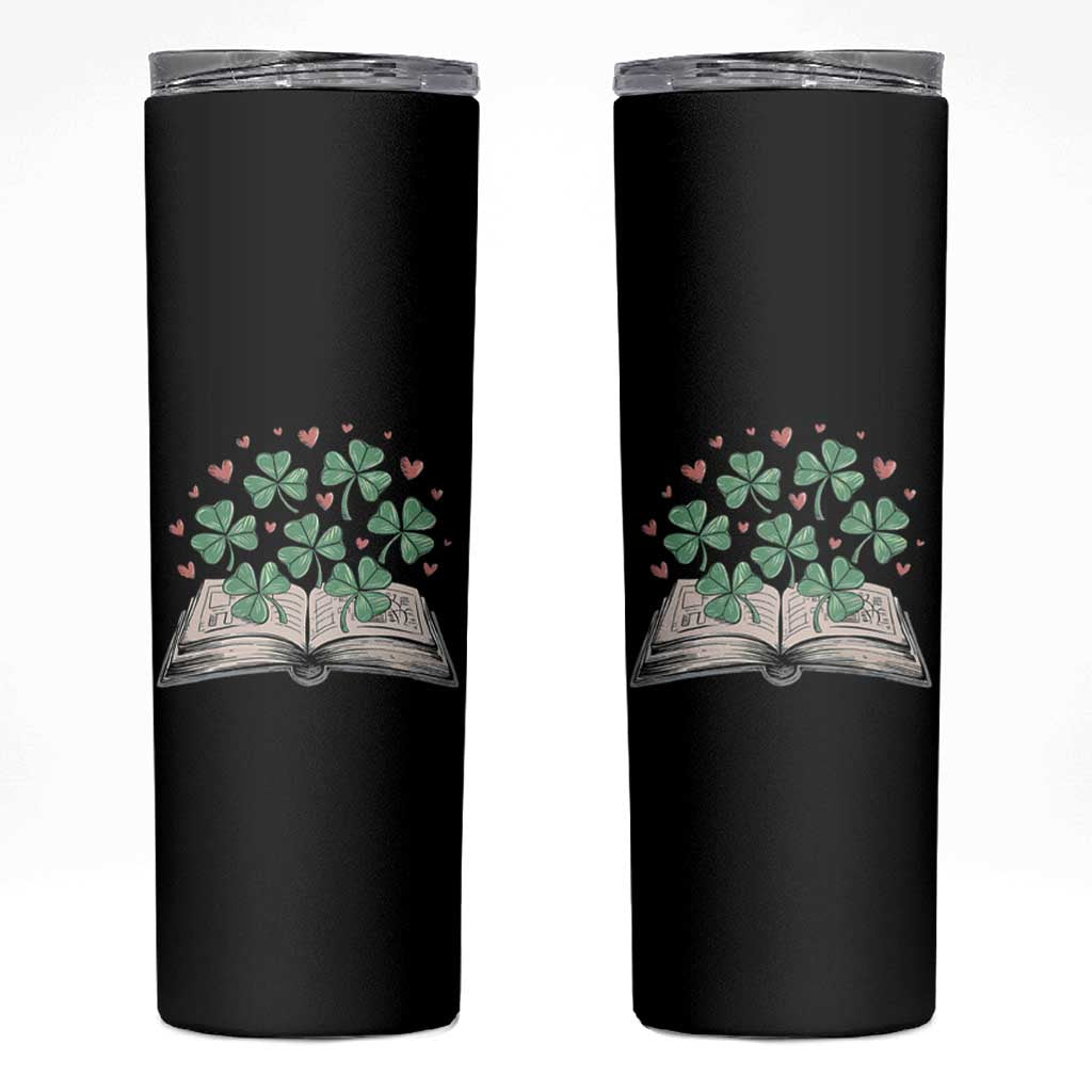 St Patricks Day Book Lover Skinny Tumbler Librarian Core Lucky Shamrocks