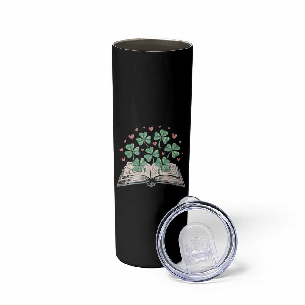 St Patricks Day Book Lover Skinny Tumbler Librarian Core Lucky Shamrocks