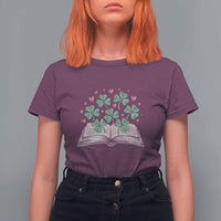 St Patricks Day Book Lover T Shirt For Women Librarian Core Lucky Shamrocks