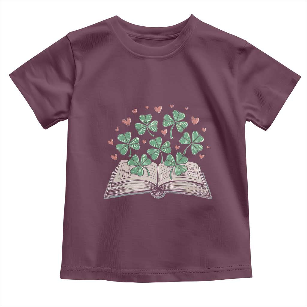 St Patricks Day Book Lover Toddler T Shirt Librarian Core Lucky Shamrocks