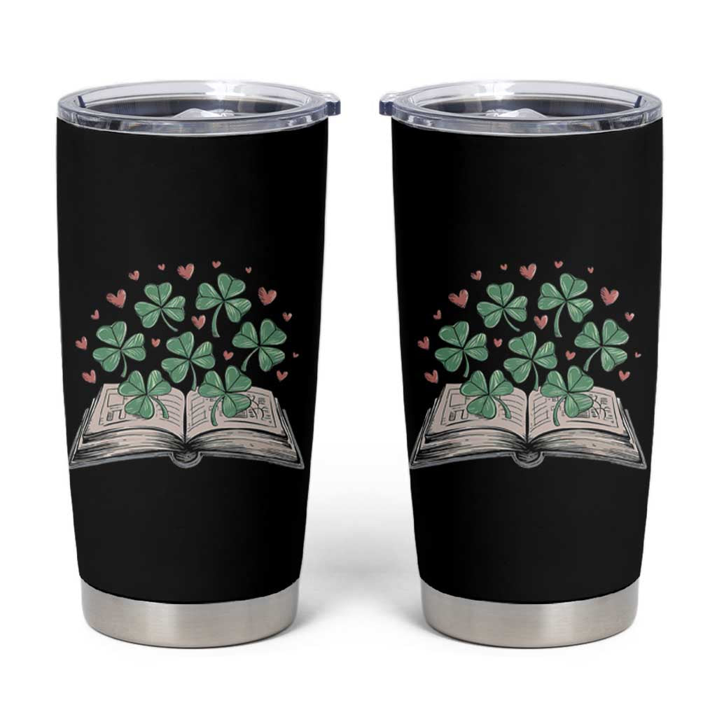 St Patricks Day Book Lover Tumbler Cup Librarian Core Lucky Shamrocks