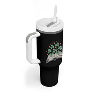St Patricks Day Book Lover Tumbler With Handle Librarian Core Lucky Shamrocks