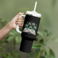 St Patricks Day Book Lover Tumbler With Handle Librarian Core Lucky Shamrocks