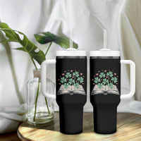 St Patricks Day Book Lover Tumbler With Handle Librarian Core Lucky Shamrocks