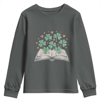 St Patricks Day Book Lover Youth Sweatshirt Librarian Core Lucky Shamrocks