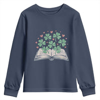 St Patricks Day Book Lover Youth Sweatshirt Librarian Core Lucky Shamrocks