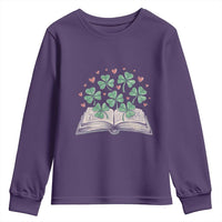 St Patricks Day Book Lover Youth Sweatshirt Librarian Core Lucky Shamrocks