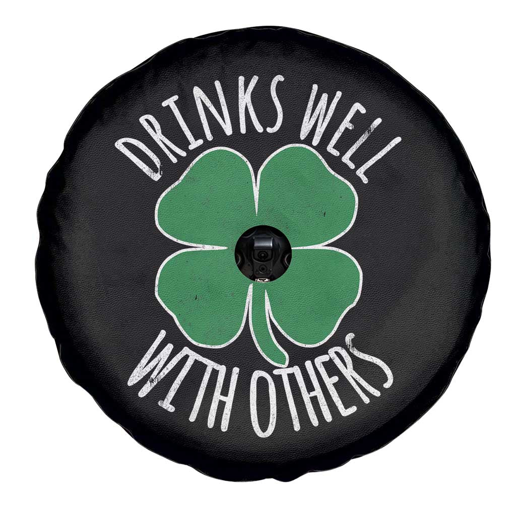 Funny St Patricks Day Drinking Spare Tire Cover Drinks Well With Others Drunk Beer Lucky Shamrock