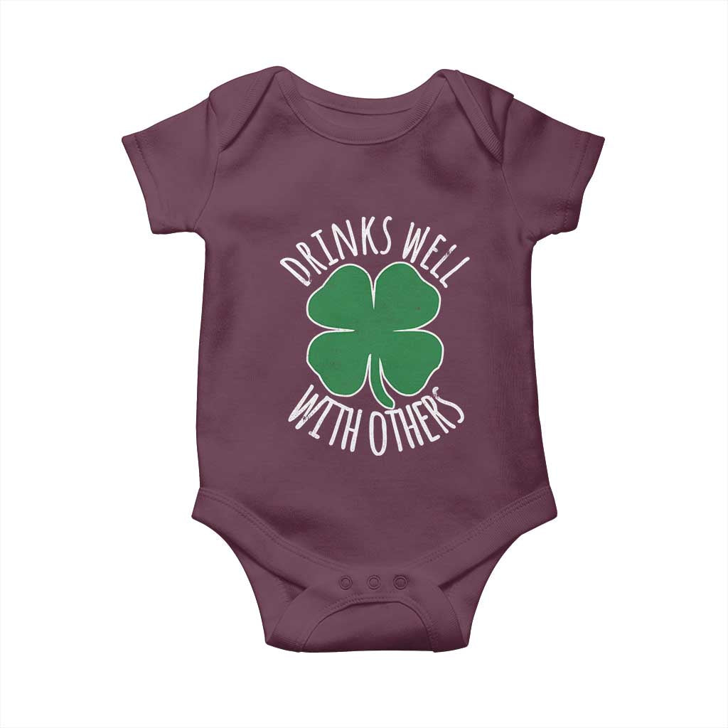 Funny St Patricks Day Drinking Baby Onesie Drinks Well With Others Drunk Beer Lucky Shamrock