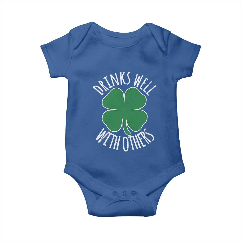 Funny St Patricks Day Drinking Baby Onesie Drinks Well With Others Drunk Beer Lucky Shamrock