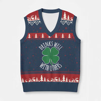 Funny St Patricks Day Drinking V-Neck Knit Sweater Vest Drinks Well With Others Drunk Beer Lucky Shamrock - Wonder Print Shop