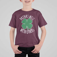 Funny St Patricks Day Drinking T Shirt For Kid Drinks Well With Others Drunk Beer Lucky Shamrock