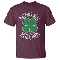 Funny St Patricks Day Drinking T Shirt Drinks Well With Others Drunk Beer Lucky Shamrock