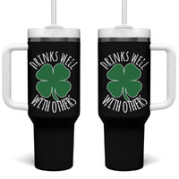 Funny St Patricks Day Drinking Tumbler With Handle Drinks Well With Others Drunk Beer Lucky Shamrock