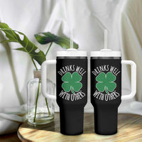 Funny St Patricks Day Drinking Tumbler With Handle Drinks Well With Others Drunk Beer Lucky Shamrock