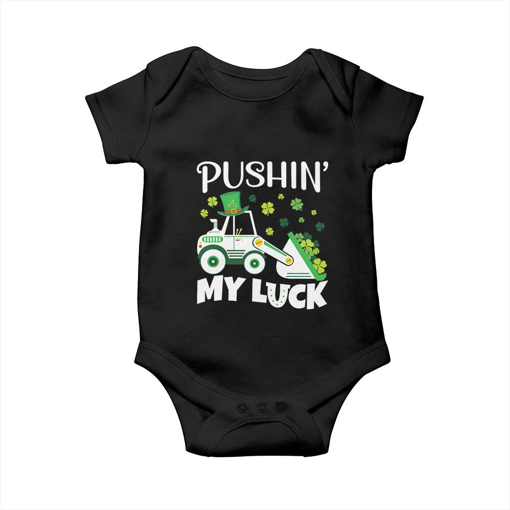 St Patricks Day Boys Truck Baby Onesie Pushing My Luck Tractor Toy Lover