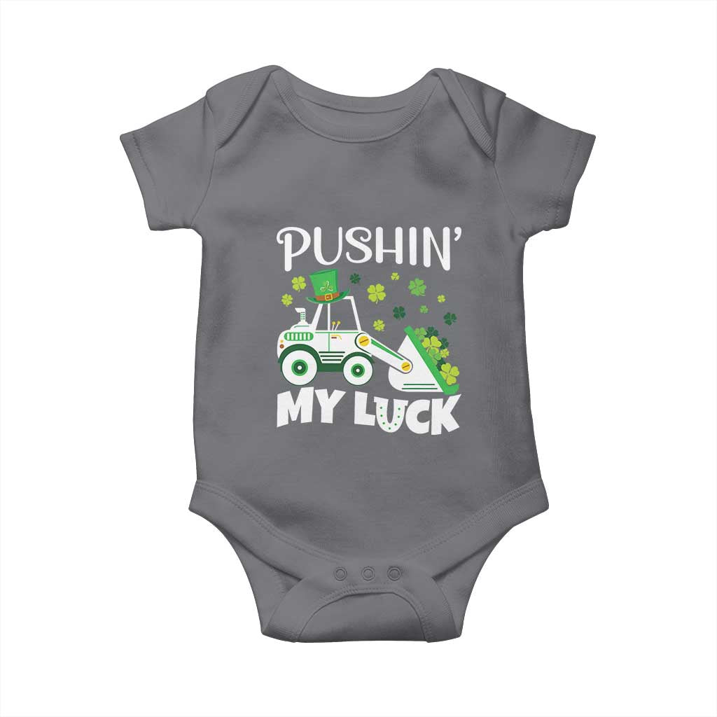 St Patricks Day Boys Truck Baby Onesie Pushing My Luck Tractor Toy Lover