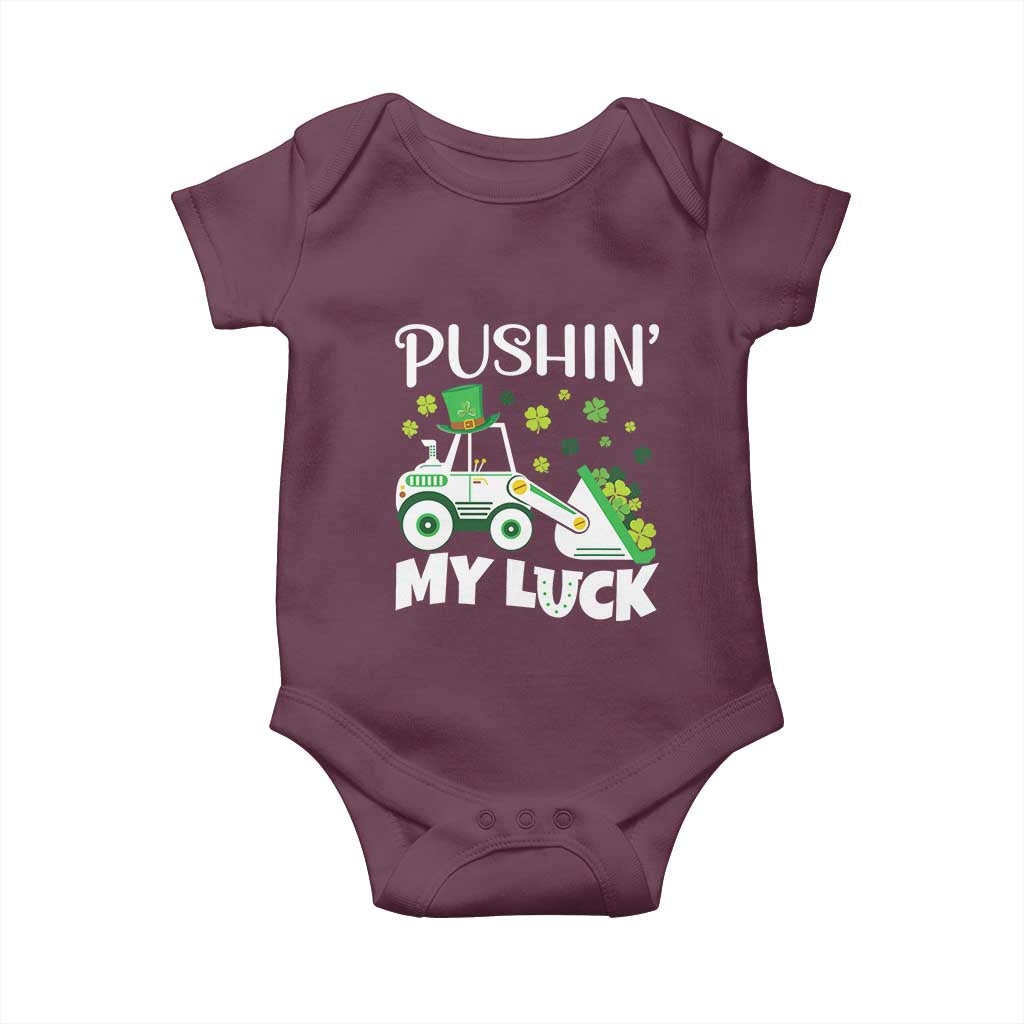 St Patricks Day Boys Truck Baby Onesie Pushing My Luck Tractor Toy Lover