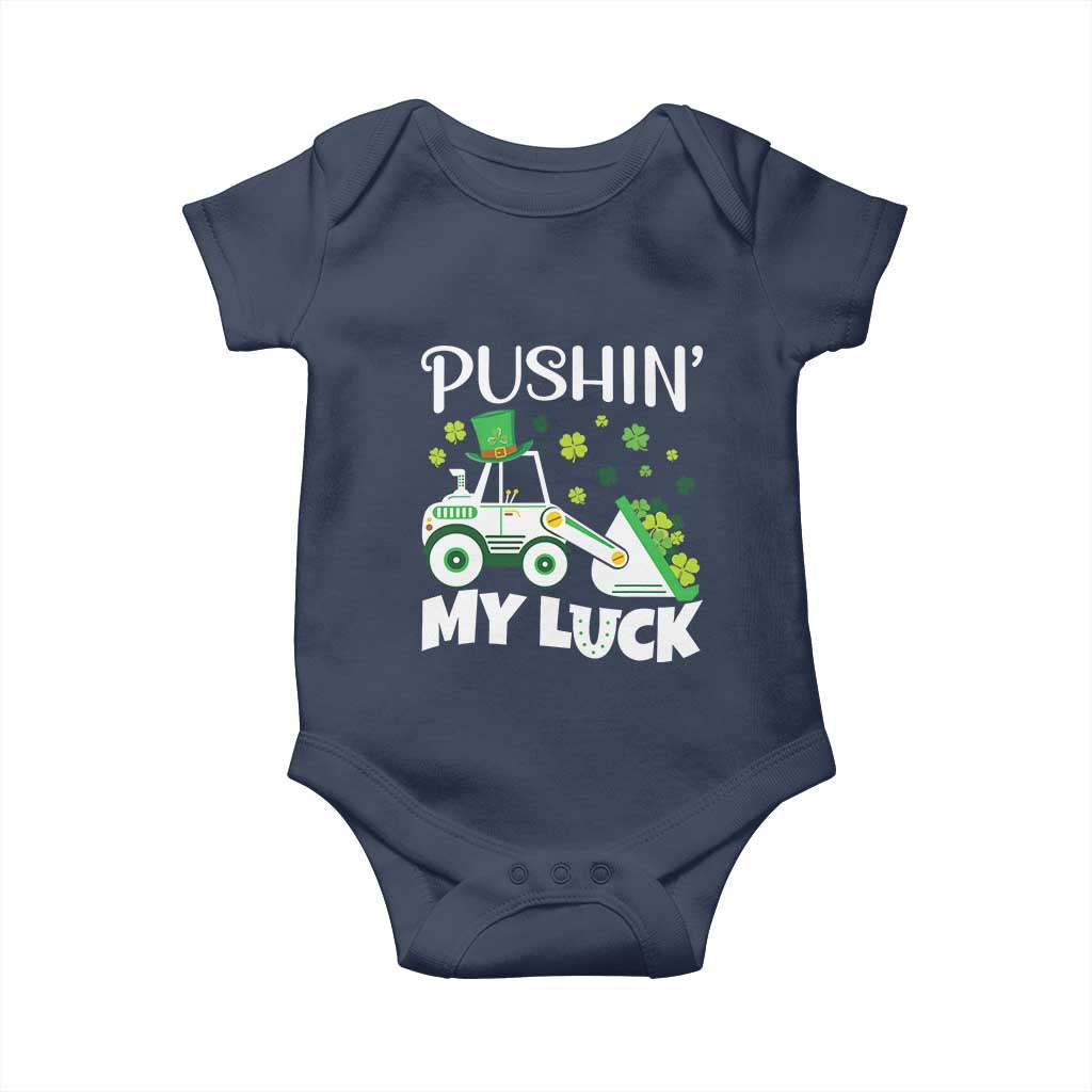 St Patricks Day Boys Truck Baby Onesie Pushing My Luck Tractor Toy Lover