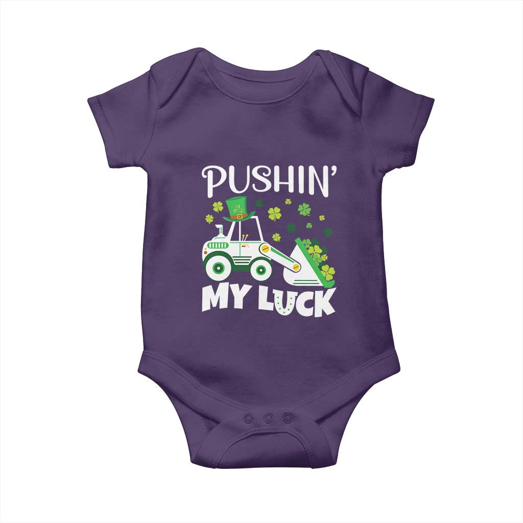 St Patricks Day Boys Truck Baby Onesie Pushing My Luck Tractor Toy Lover