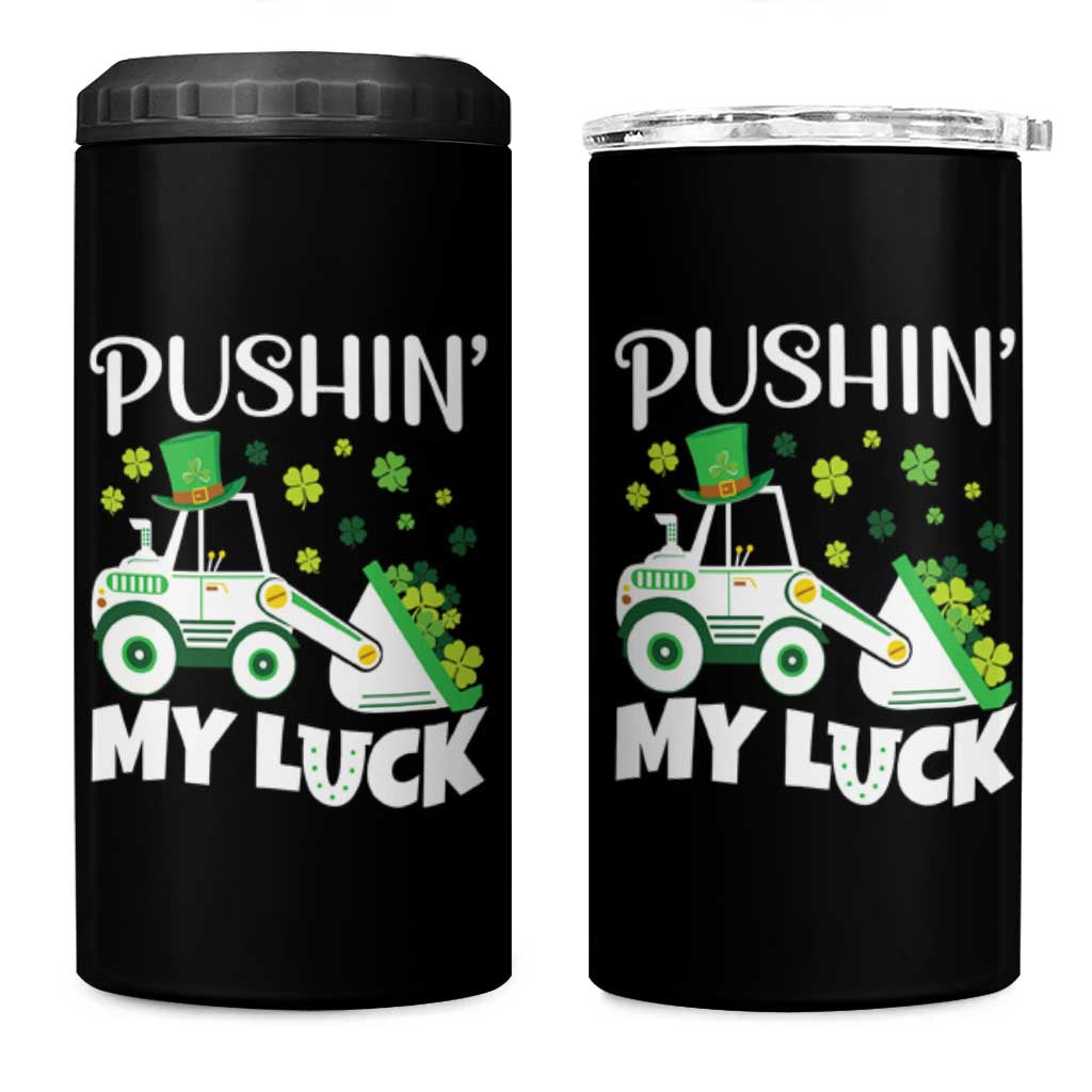 St Patricks Day Boys Truck 4 in 1 Can Cooler Tumbler Pushing My Luck Tractor Toy Lover
