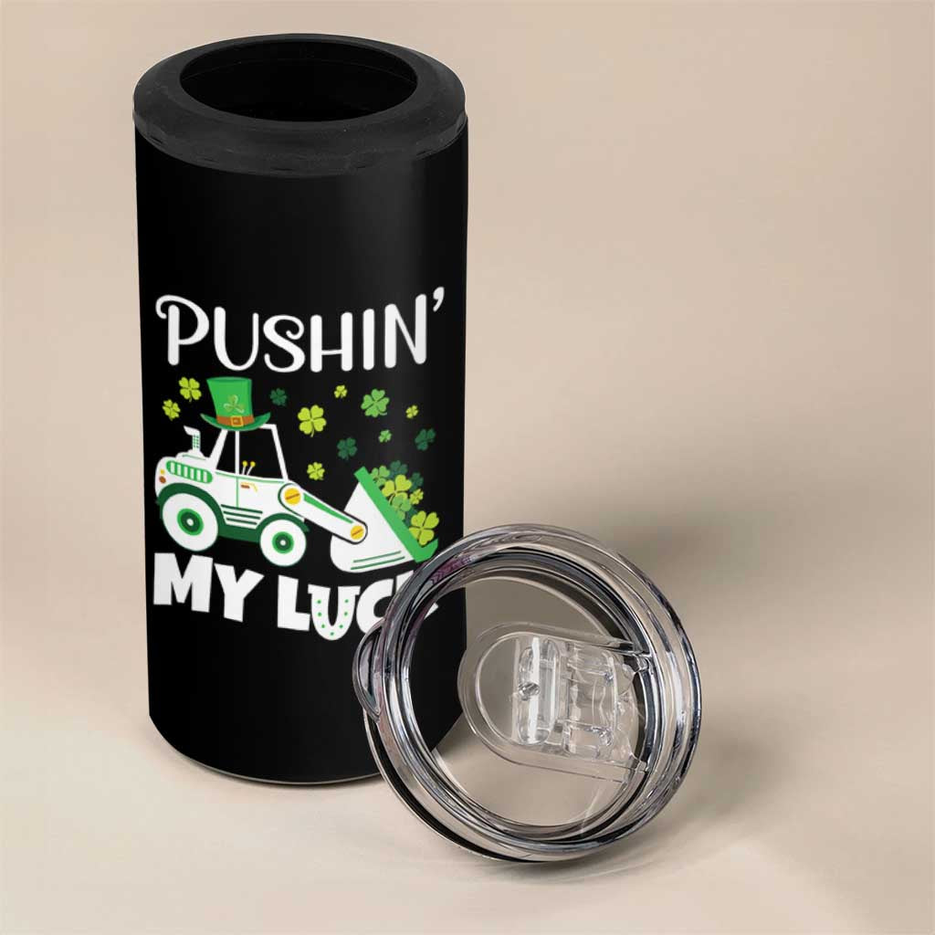 St Patricks Day Boys Truck 4 in 1 Can Cooler Tumbler Pushing My Luck Tractor Toy Lover
