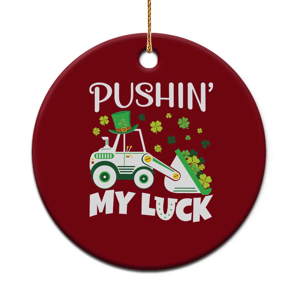 St Patricks Day Boys Truck Ceramic Ornament Pushing My Luck Tractor Toy Lover - Wonder Print Shop