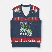 St Patricks Day Boys Truck V-Neck Knit Sweater Vest Pushing My Luck Tractor Toy Lover - Wonder Print Shop
