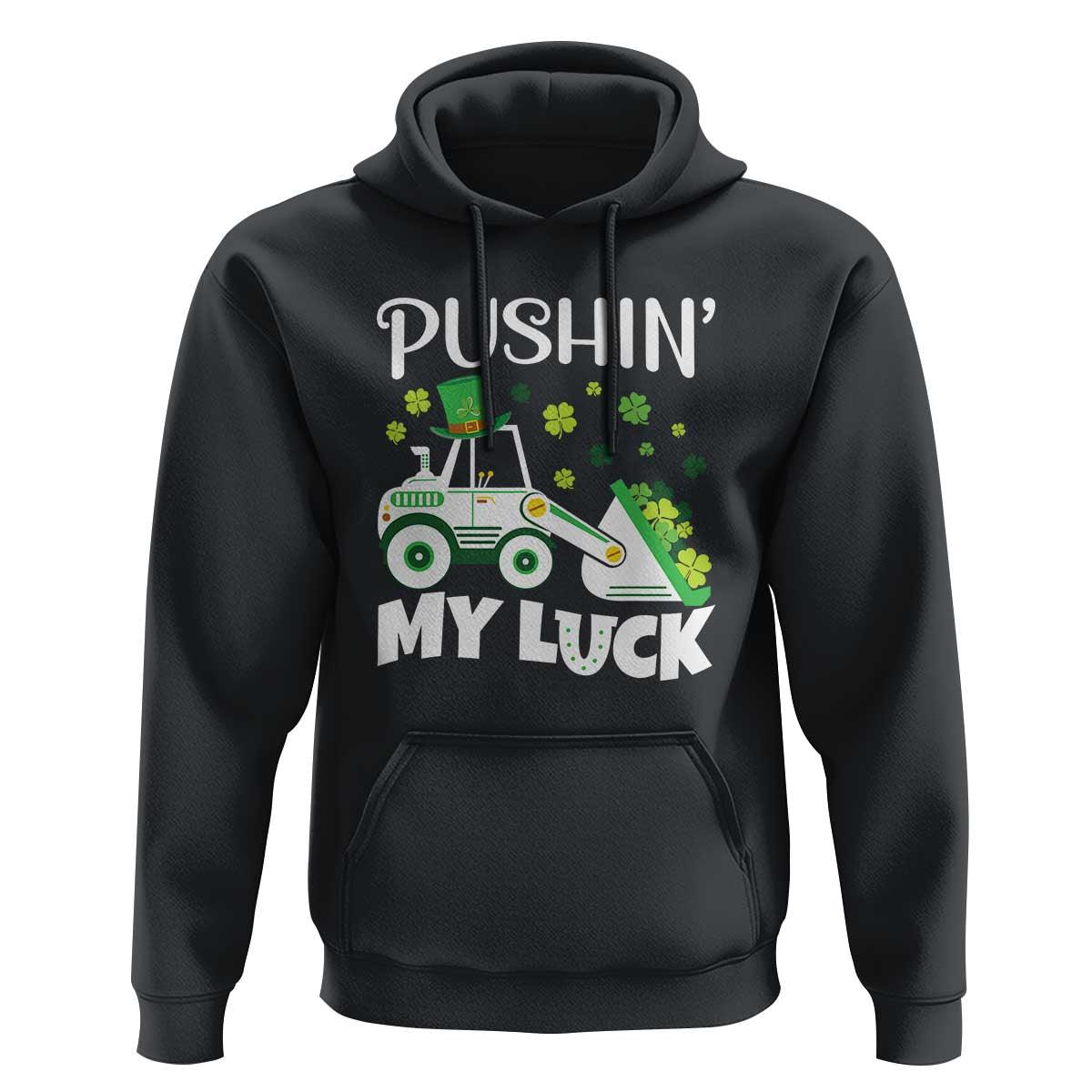 St Patricks Day Boys Truck Hoodie Pushing My Luck Tractor Toy Lover
