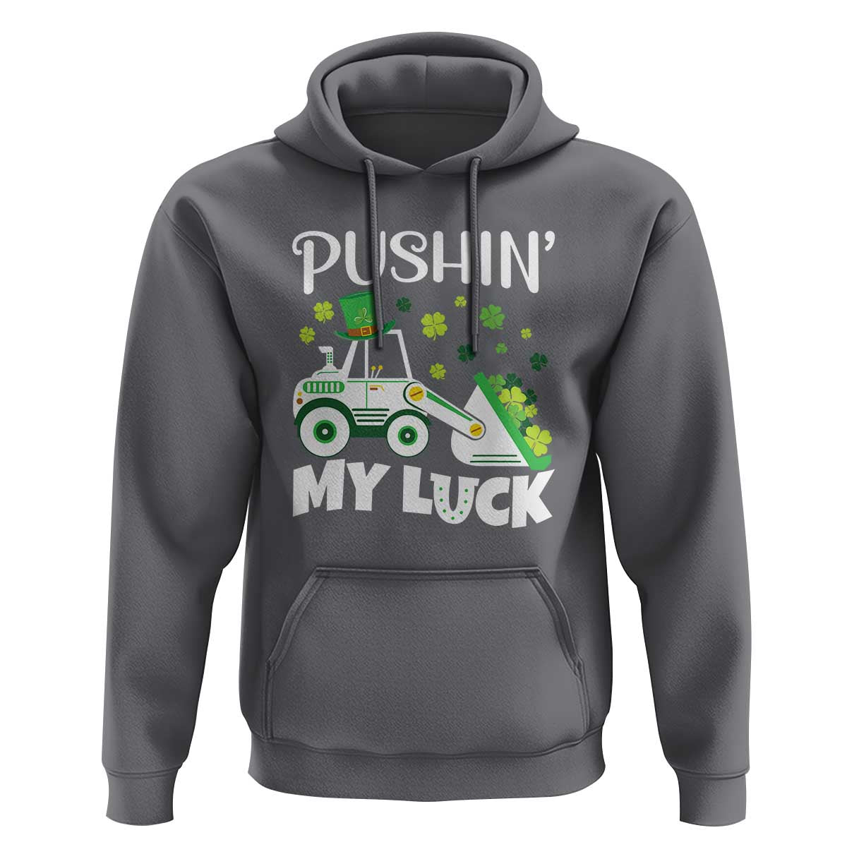 St Patricks Day Boys Truck Hoodie Pushing My Luck Tractor Toy Lover