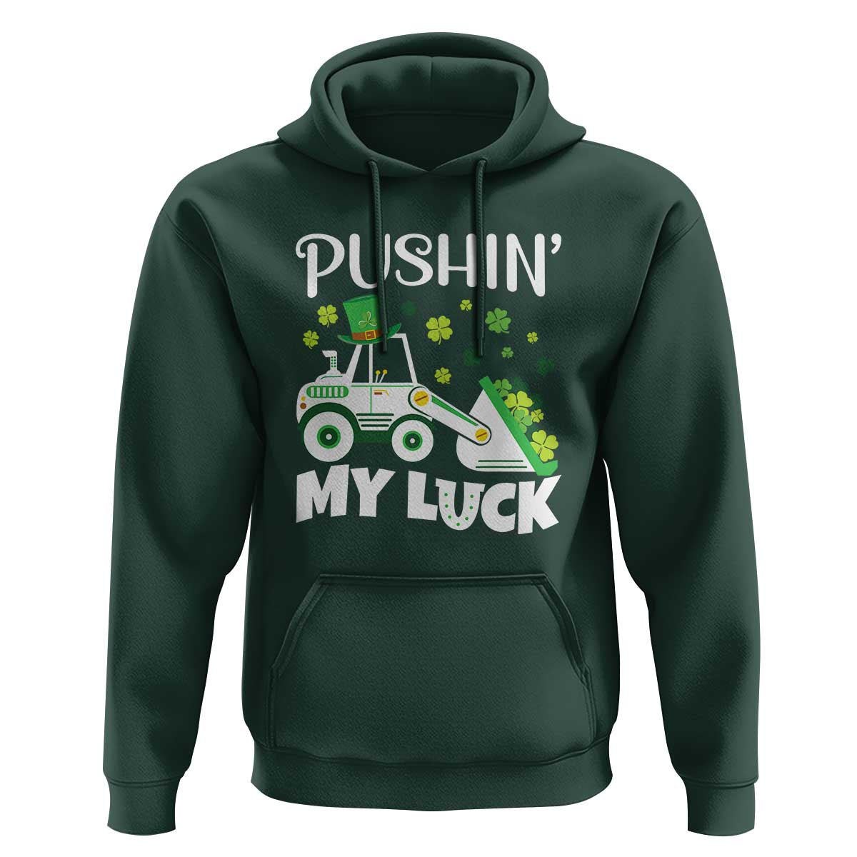 St Patricks Day Boys Truck Hoodie Pushing My Luck Tractor Toy Lover
